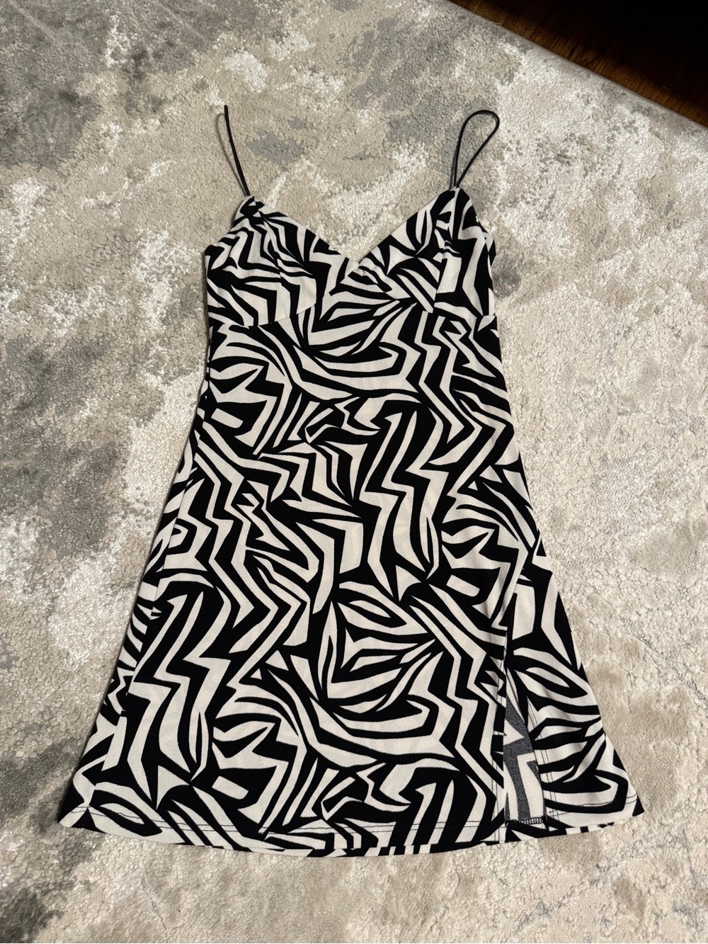 Lovely Day Black and White Abstract Slip Dress